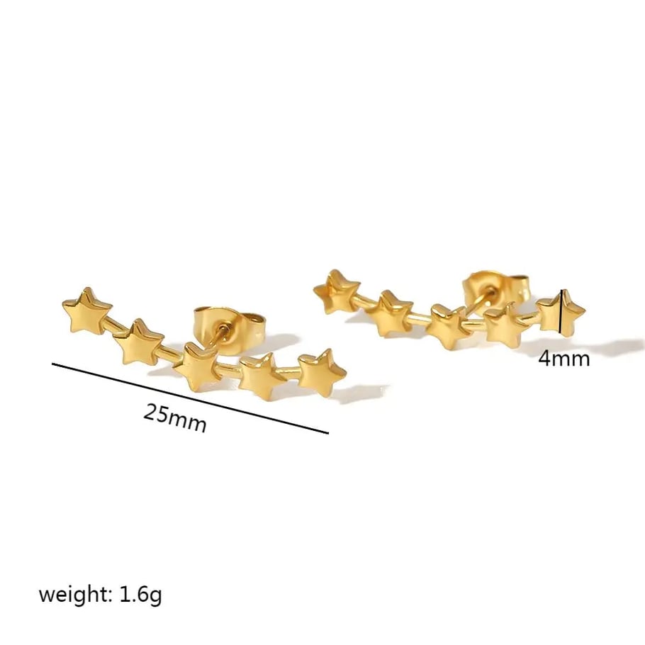 1 pair of stylish and simple 18k gold-plated stainless steel polished star earrings for women for daily wear Picture2